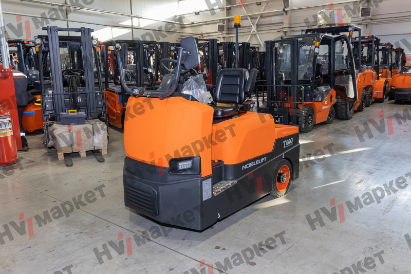 Самоходный Тягач для склада/производства T60Q 6000kg (Литий 200Ач + 100Ач, blue light and rearview mirror, walkie mode button, optional Controller Curtis F4A and display, Seat armrest) HV Market