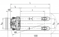 Тележка самоходная PTE15N 1500 кг, 540x1150 мм, двойные ролики 80x70, литиевая батарея 36Ah, с зарядным устройством  8A, контроллер Curtis HV Market