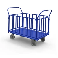 Тележка платформенная с трубчатыми бортами ТБ 2 (г/п 550 кг, 900x600 мм, колеса серая резина 200 мм) HV Market