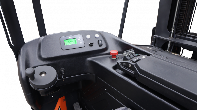 Узкопрозодный штабелер OPX15 Triplex mast (Литий 600Ач, FFL, fully AC, with EPS, Fingertip control, Front wheel hydraulic brake, adjustable steering wheel, suspension seat, storage rack, dual screen triple wireless monitoring system, fork 180。 rotation, В-5500мм)  HV Market