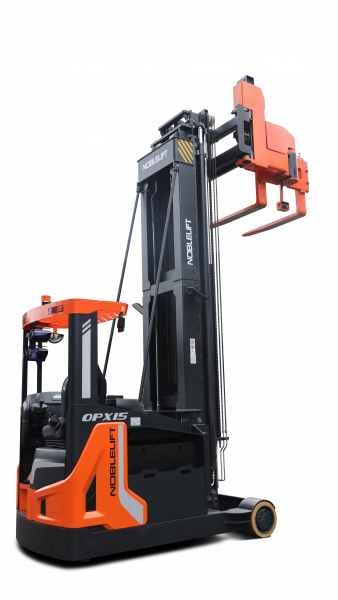 Узкопрозодный штабелер OPX15 Triplex mast (Литий 600Ач, FFL, fully AC, with EPS, Fingertip control, Front wheel hydraulic brake, adjustable steering wheel, suspension seat, storage rack, dual screen triple wireless monitoring system, fork 180。 rotation, В-6500мм)  HV Market