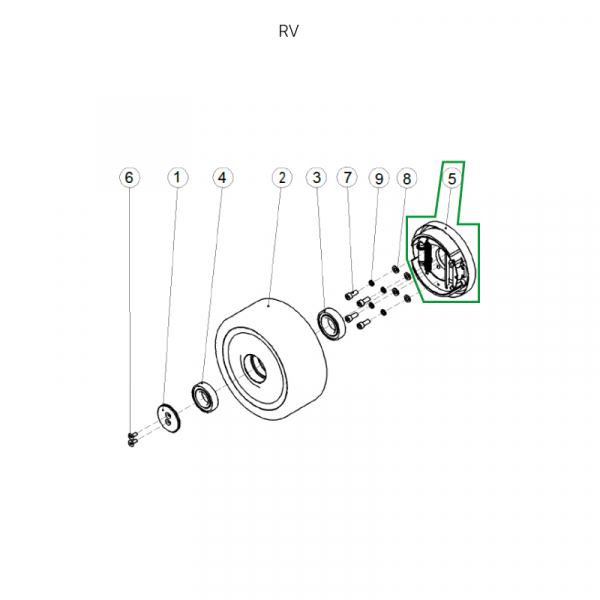 Тормозной узел в сборе для ричтрака RV (левый) HV Market
