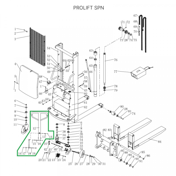 Ручка в сборе для штабелеров SPN