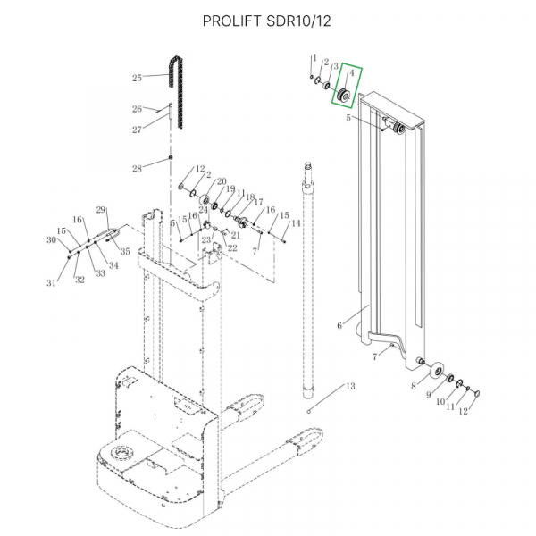Ролик цепи редуктора ведущего колеса в сборе для штабелеров SDR 1-1,2 т, SDR1635 HV Market