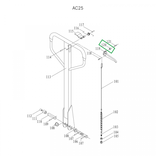 Ролик рычага управления режимом работы для гидравлических тележек DF25 HV Market