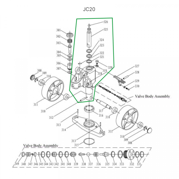 Гидроузел в сборе для гидравлических тележек DF25 HV Market